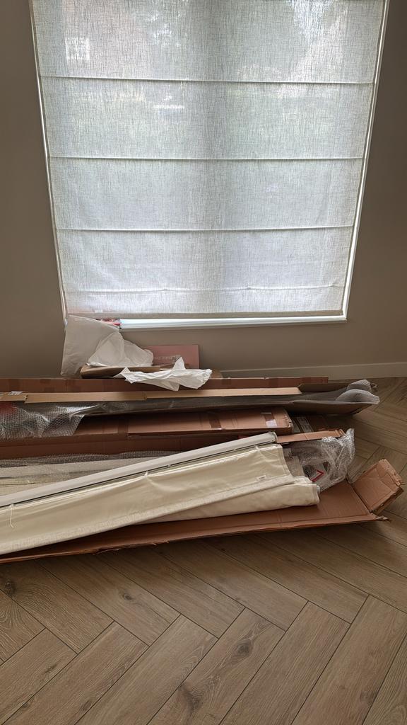 Nieuwe gevoerde vouwgordijnen Tuiss bijoux linnen havermout, Huis en Inrichting, Stoffering | Gordijnen en Lamellen, Nieuw, 200 cm of meer