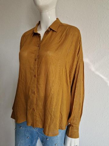 Fabienne Chapot blouse. Maat 38, Mosterdgeel/goud.