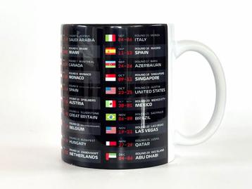 De nieuwste f1 2026 gepersonaliseerde kalender op mok beschikbaar voor biedingen