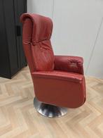 Prominent relaxfauteuil sta op stoel bordeauxrood leer, Ophalen of Verzenden, Zo goed als nieuw, Leer