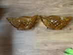 Art deco vintage antiek bloempot jariniere oker amber glas, Ophalen of Verzenden