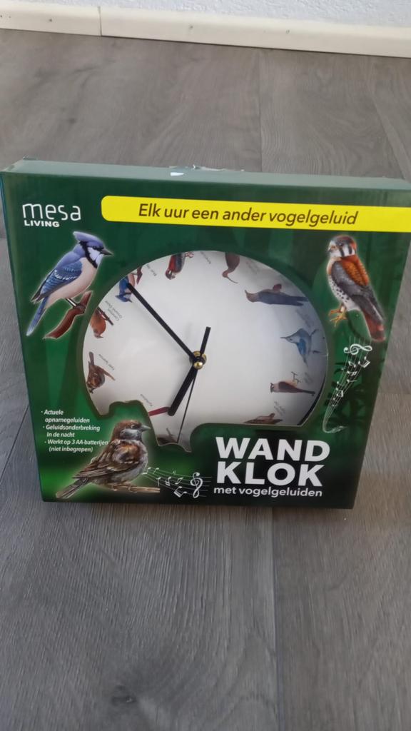 Nieuwe klok met vogelgeluiden, Ophalen of Verzenden, Nieuw, Analoog, Wandklok