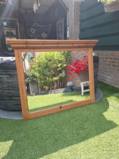 Spiegel Grenen met Sierlijst, Huis en Inrichting, Woonaccessoires | Spiegels, Gebruikt, 100 tot 125 cm, Minder dan 100 cm, Rechthoekig