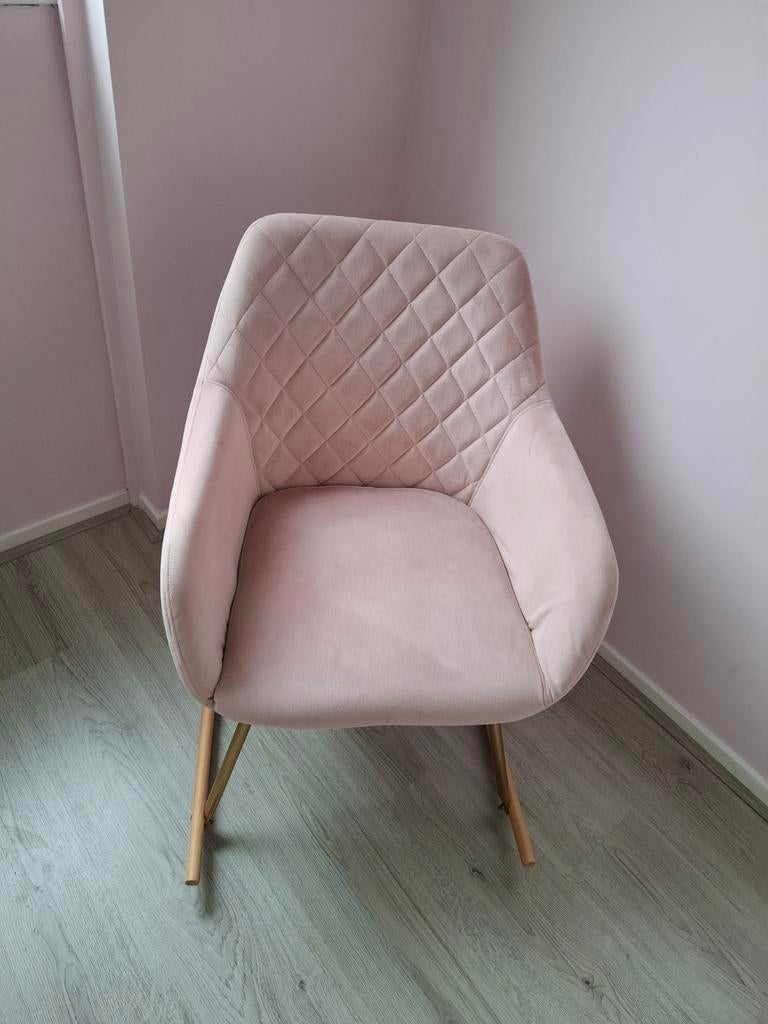 Roze velvet schommelstoel., Huis en Inrichting, Stoelen, Ophalen, Zo goed als nieuw, Overige kleuren, Eén