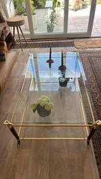 Glazen salontafel met houten poten en 2 glasplaten, Huis en Inrichting, Tafels | Salontafels, 50 tot 100 cm, 100 tot 150 cm, Gebruikt