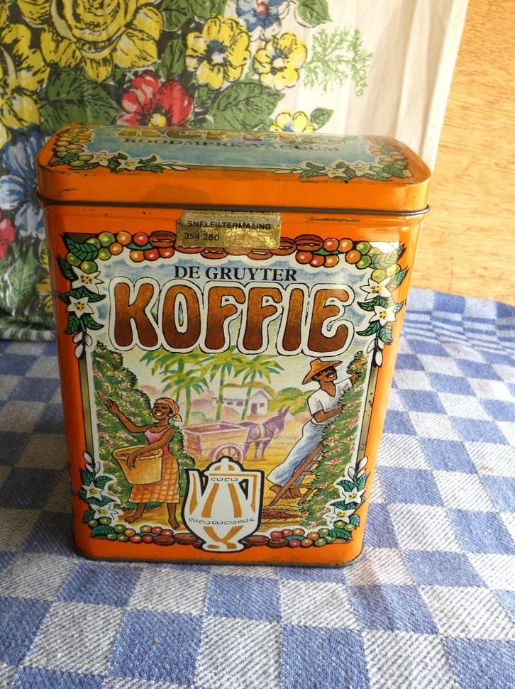 brocant koffieblik/ voorraadblik De Gruyter koffie, Verzamelen, Blikken, Gebruikt, Koffie, Overige merken, Ophalen of Verzenden