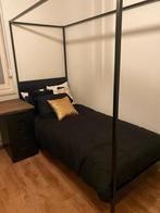 Hemel Bed Zwart Metaal met Latenbodem, Nieuw, 90 cm, Moderne, Eenpersoons