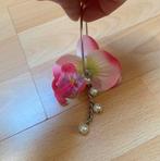 oorbel met orchidee bloem en ring roze  parel, Sieraden, Tassen en Uiterlijk, Oorbellen, Ophalen of Verzenden, Nieuw, Roze, Overige materialen