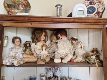 Vintage antieke oldscool porseleinen poppen jaren 40-70 beschikbaar voor biedingen