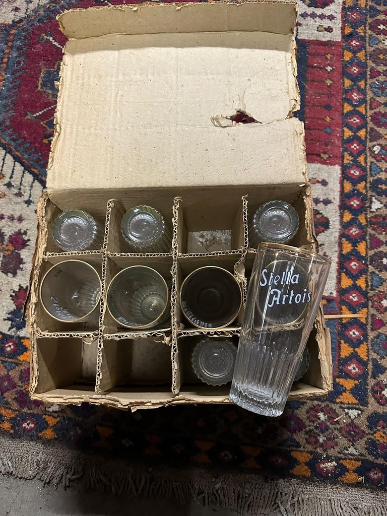 10 Vintage Stella Artois Bierglazen, Verzamelen, Ophalen of Verzenden, Gebruikt, Glas of Glazen, Overige merken