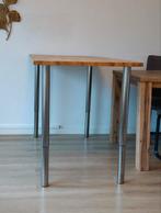 Houten Eettafel met Metalen Poten, 100 tot 150 cm, Zo goed als nieuw, Vijf personen of meer, Modern