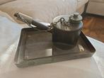 Vintage spiritus / lakbrander op metalen lekbak (ca. 1920), Ophalen of Verzenden