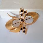 Antieke strik broche zwarte steentjes, Sieraden, Tassen en Uiterlijk, Antieke sieraden, Verzenden, Overige materialen, Broche