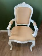 Antieke Stoel Wit Frame Beige Bekleding, Ophalen, Gebruikt, Wit, Eén