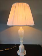 Tafellamp / schemerlamp marmer of onyx met plissé kap, Ophalen of Verzenden, Gebruikt, Overige materialen, Vintage