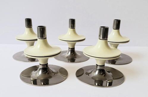 Set vintage BMF Nagel kandelaars Variante S 88 Tulip 70’s, Huis en Inrichting, Woonaccessoires | Kandelaars en Kaarsen, Gebruikt