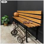 Hardhouten bankje met rugleuning - Tuinbank - halbank, Ophalen, Gebruikt, Nb, Nb