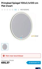 Nieuw: Primabad spiegel rond verwarmd en verlicht. Mat zwart, Ophalen, Overige typen, Nieuw, 50 tot 100 cm