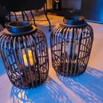 Rotan rotan kandelaars met batterijkaarsen, Gebruikt, Ophalen of Verzenden, Kandelaar, Hout