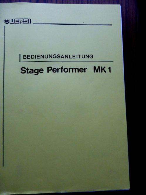 Duitstalige handleiding van WERSI STAGE PERFORMER MK1 synth, Muziek en Instrumenten, Instrumenten | Toebehoren, Zo goed als nieuw