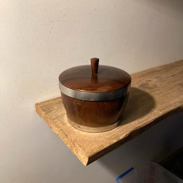 Vintage Houten Bewaarpot - 14cm beschikbaar voor biedingen