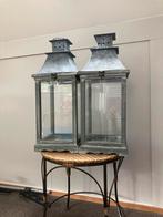 Set van 2 grijze metalen lantaarns, Ophalen, 50 tot 75 cm, Zo goed als nieuw, Metaal