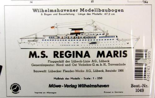 (93) Bouwplaat passagiersschip Regina Maris 1/250, Hobby en Vrije tijd, Modelbouw | Boten en Schepen, Zo goed als nieuw, 1:200 of kleiner