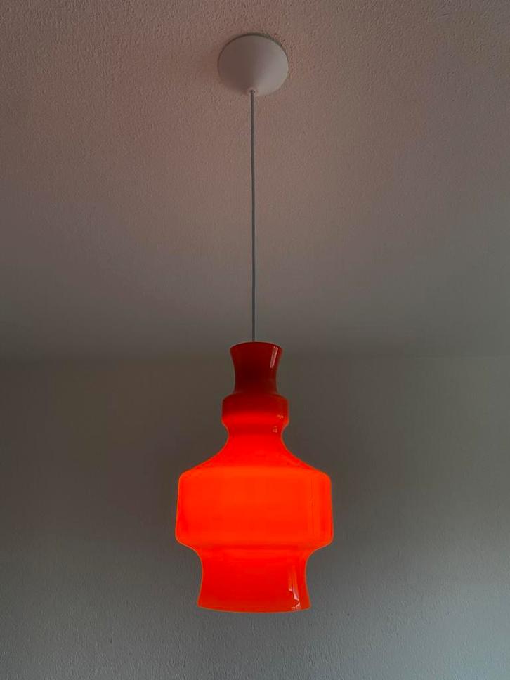 Vintage Raak B1202 hanglamp 70’s (3X), Huis en Inrichting, Lampen | Hanglampen, Zo goed als nieuw, Minder dan 50 cm, Glas, Ophalen of Verzenden