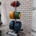 291 kilo Olympische Rubber Grip Gewichten + Opbergrek, Ophalen, Zo goed als nieuw