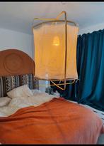 Lampenkap hanglamp bamboe & linnen, 65x95 cm, Huis en Inrichting, Lampen | Lampenkappen, Ophalen, Zo goed als nieuw, Rond, 50 cm of meer
