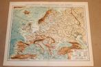 Antieke kaart - Europa Natuurkundig - circa 1900, Boeken, Atlassen en Landkaarten, Ophalen of Verzenden, Zo goed als nieuw, 1800 tot 2000