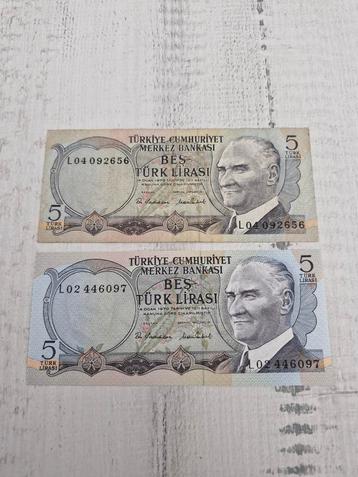 Turkse Lira Bankbiljetten - 5 Lirasi 1976 beschikbaar voor biedingen