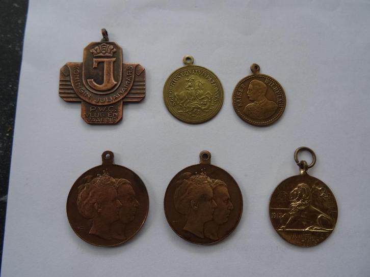 6x Oude medaille penning oa Prins Willem VI Scheveningen, Postzegels en Munten, Penningen en Medailles, Overige materialen, Nederland