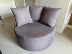 Ronde Grijze Fauteuil met Kussens, Gebruikt, Rond, Ophalen of Verzenden, 75 tot 100 cm