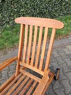 Teakhouten deckchair met wielen, inklapbaar, Ophalen, Gebruikt, Teakhout, Verstelbaar