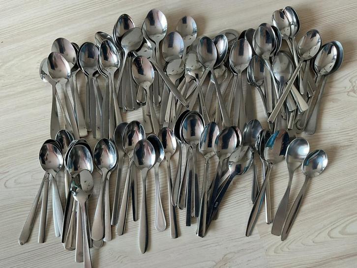 Partij theelepels ongesorteerd 100 stuks, Huis en Inrichting, Keuken | Bestek, Gebruikt, Rvs of Chroom, Ophalen of Verzenden