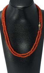 Bloedkoraal bollen ketting 14k gouden sier slot dames retro