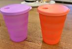 Tupperware Rietjesbekers - Set van 2, Huis en Inrichting, Keuken | Tupperware, Ophalen of Verzenden, Gebruikt, Paars, Beker of Kan