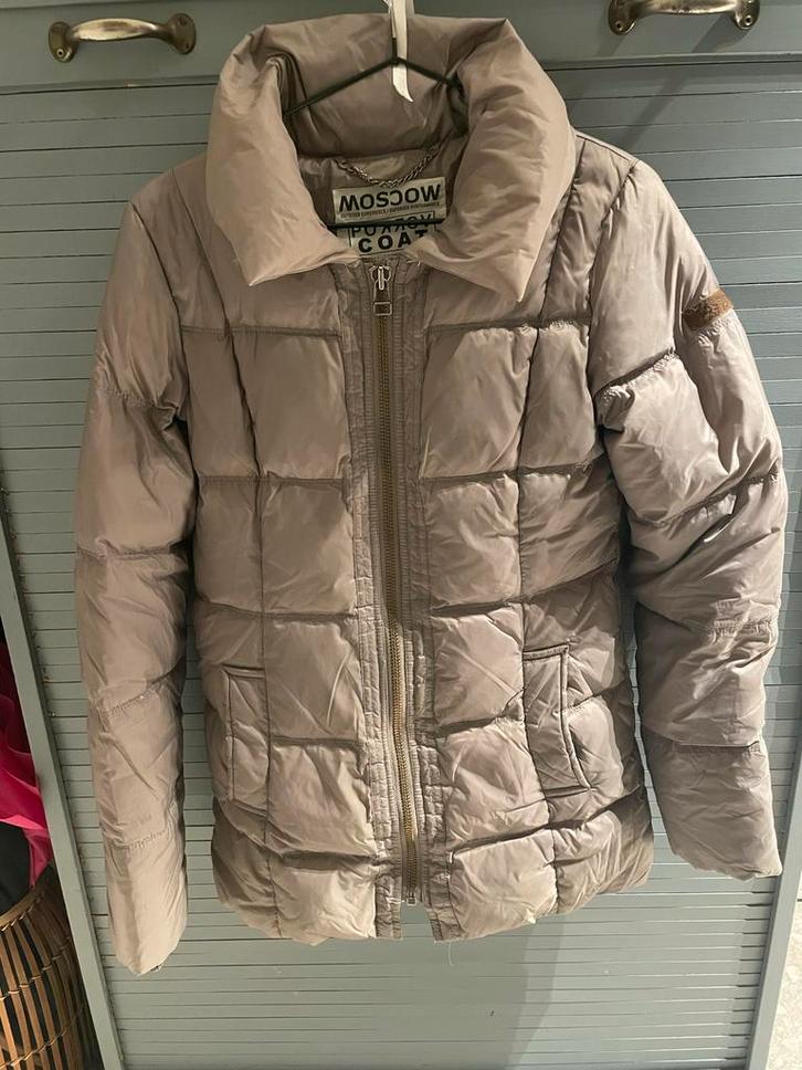 Moscow winterjas dons jacket XS, Kleding | Dames, Jassen | Winter, Gedragen, Maat 38/40 (M), Beige, Ophalen of Verzenden