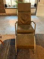 Lederen fauteuil met hocker, Ophalen, Gebruikt, Modern, 50 tot 75 cm
