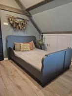 Houten bed twijfelaar brocante landelijk antraciet, Ophalen of Verzenden, Gebruikt, Twijfelaar