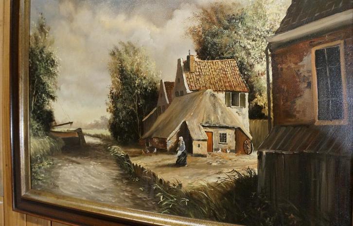 Hollands Landschap Boerderij olieverf Willem Kroon schilder, Antiek en Kunst, Kunst | Schilderijen | Klassiek, Ophalen