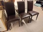3 leren eetkamerstoelen ( 500415), Ophalen of Verzenden, Gebruikt, Bruin, Vier