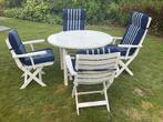 Verstelbare tuinstoelen en tafel met kussens, Tuin en Terras, Ophalen, Gebruikt, Kunststof, Verstelbaar