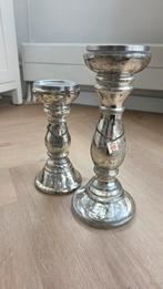 Riviera Maison kandelaars, 2 stuks, zilver/chroom, Huis en Inrichting, Woonaccessoires | Kandelaars en Kaarsen, Ophalen, Zo goed als nieuw