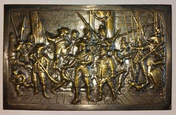 Verzilverd plaatje van De Nachtwacht 11x6,7cm beschikbaar voor biedingen