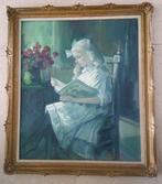 Jong meisje leest een boek ca. 1970 - C. Muller, Antiek en Kunst, Ophalen of Verzenden