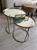 Prachtige gouden set bijzettafels, Huis en Inrichting, Tafels | Bijzettafels, Ophalen of Verzenden, Zo goed als nieuw, 75 cm of meer