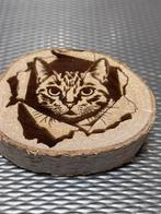 Houtschijf met Laser Gravure - Kat, Verzenden, Nieuw