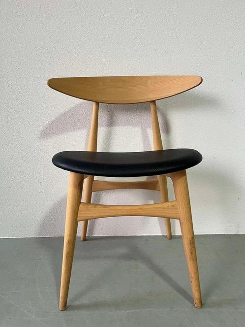 SET | STOELEN | CARL HANSEN | CH33 | HANS WEGNER, Huis en Inrichting, Stoelen, Zo goed als nieuw, Hout, Leer, Bruin, Ophalen